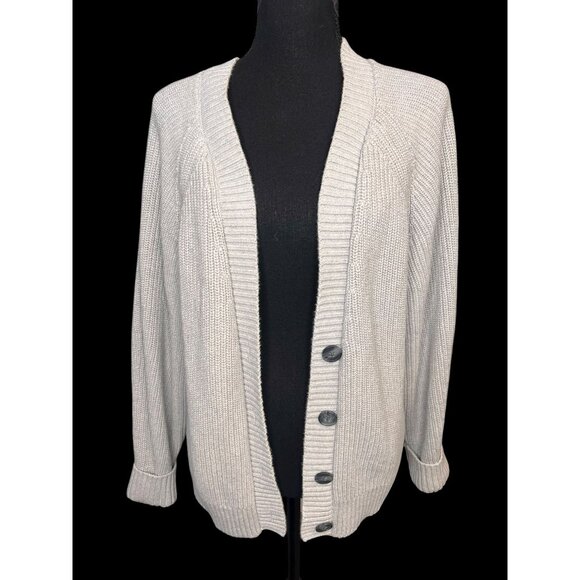 Banana Republic Cardigan Sweater Womens Small Gray Button-Up Cotton Blend Knit - Picture 2 of 6